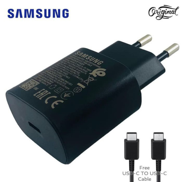Day Samsung Galaxy M32 Orijinal EP-TA800XBEGWW 25W Type-C Hızlı Şarj Cihazı Siyah 3A - 6