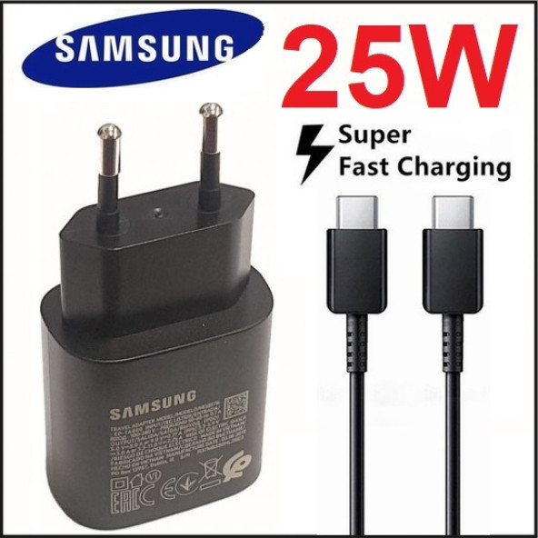 Day Samsung Galaxy S22 ULTRA Orj EP-TA800XBEGWW 25W Type-C Hızlı Şarj Cihazı Siyah 3A