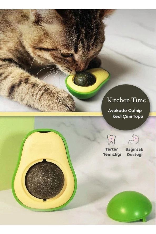 Kitchen Time Sevimli Yapışkanlı Kedi Çimi Avokado Catnip | Avokado Kedi Çimi Topu Avokado Kedi Nanesi Oyuncağı