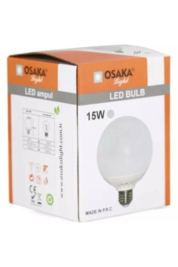 Osaka Light 15watt E27 Duylu 6500kelvin Beyaz Işık 1100lümen A Enerji G95 Led Glop Ampul