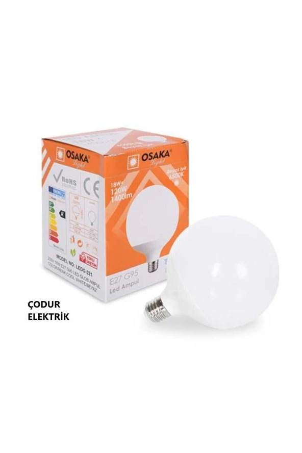 Osaka Light 18watt E27 Duylu 6500kelvin Beyaz Işık 1400lümen G125 Led Glop Ampul