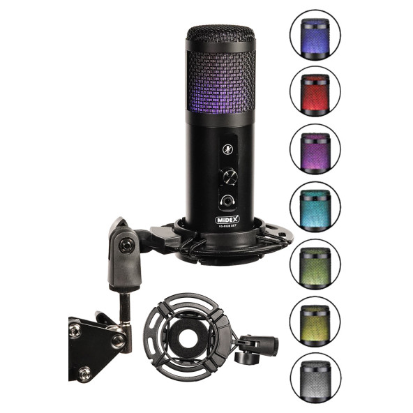 Midex V5 RGB Set USB Oyuncu ve Yayıncı Mikrofonu Condenser Stüdyo (Kayıt Gaming Tiktok Twitch Canlı yayın Youtube) - 3