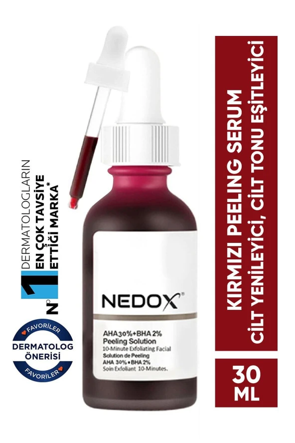 Nedox Cilt Yenileyici Cilt Tonu Eşitleyici Kırmızı Peeling Serum Aha %30 Bha %2 Serum 30 ml
