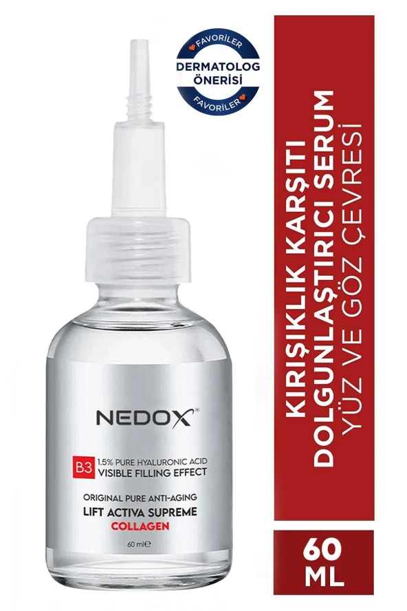 Nedox Kırışıklık Karşıtı Dolgunlaştırıcı Botoks Etkili  B3 Kolajen Serum 60 ml