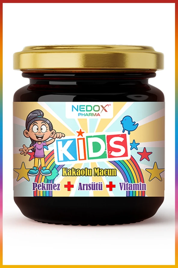 Nedox Kids Çocuklar Için Özel  Arı Sütü Pekmez Bal Ve Vitamin Katkılı Kakaolu Macun