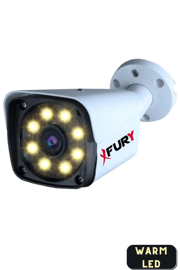 FURY 3 Kameralı 5mp Lens 1080p 2mp Color Görüntü 8 Warm Led Gece Görüş Fullhd Güvenlik Kamera 5520w 1TB - Resim 4