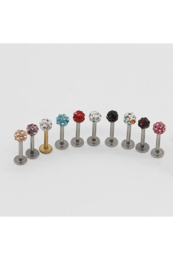 Paslanmaz Kararmaz Cerrahi Çelik Zirkon Taşlı Kıkırdak Dudak Burun Tragus Piercing (beyaz) - 5