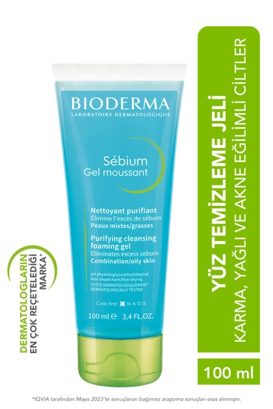 BIODERMA Sebium Foaming Gel Karma, Yağlı ve Akneye Eğilimli Ciltler için Yüz Temizleme Jeli 100 ml 3401353791220