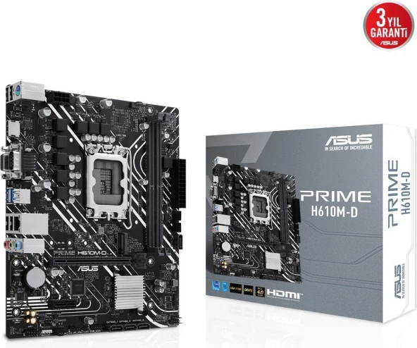 ASUS PRIME H610M-D Intel H610 5600 DDR5 LGA1700 mATX ANAKART (PRIME H610M-D)