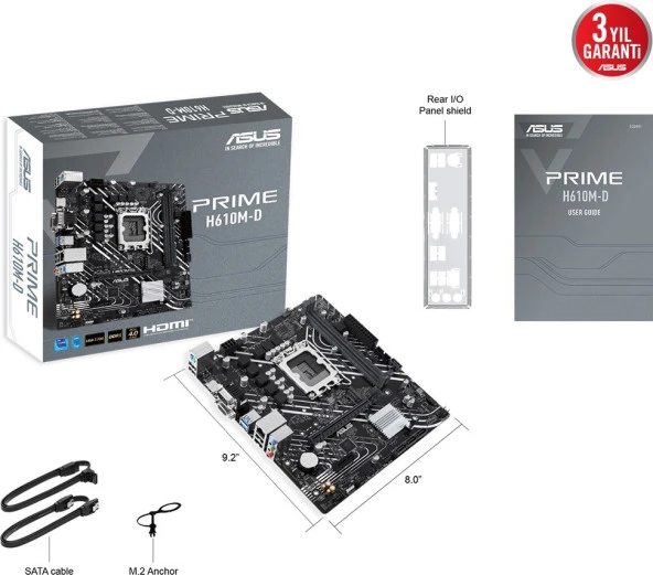 ASUS PRIME H610M-D Intel H610 5600 DDR5 LGA1700 mATX ANAKART (PRIME H610M-D) - Resim 7