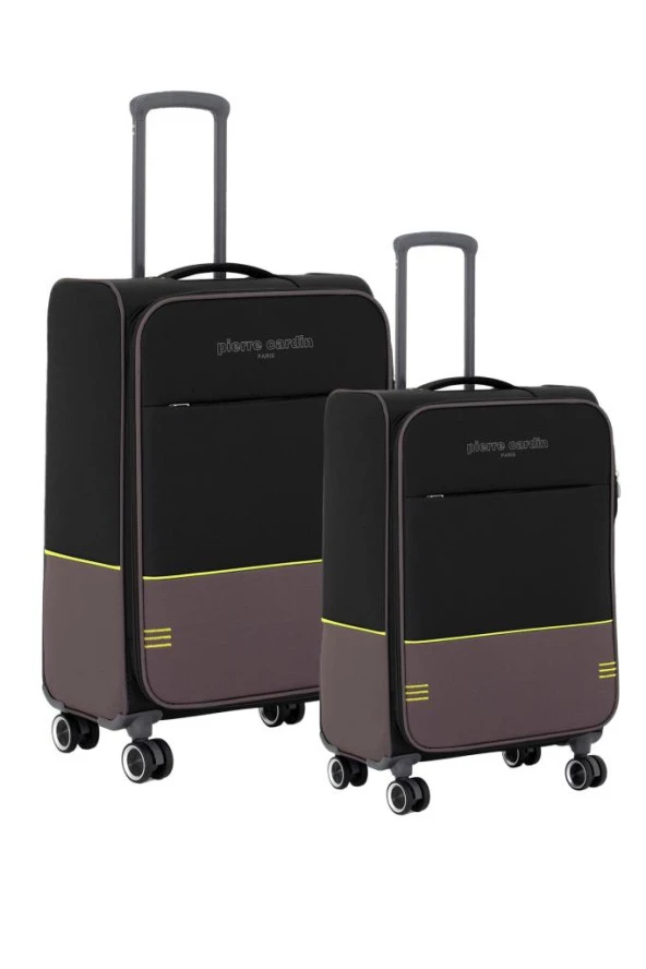 Pierre Cardin Ultra Light Hafif Lüx Kumaş 2'li Valiz Seti Orta Boy - Kabin Boy Siyah PC8200 ürün görseli 1