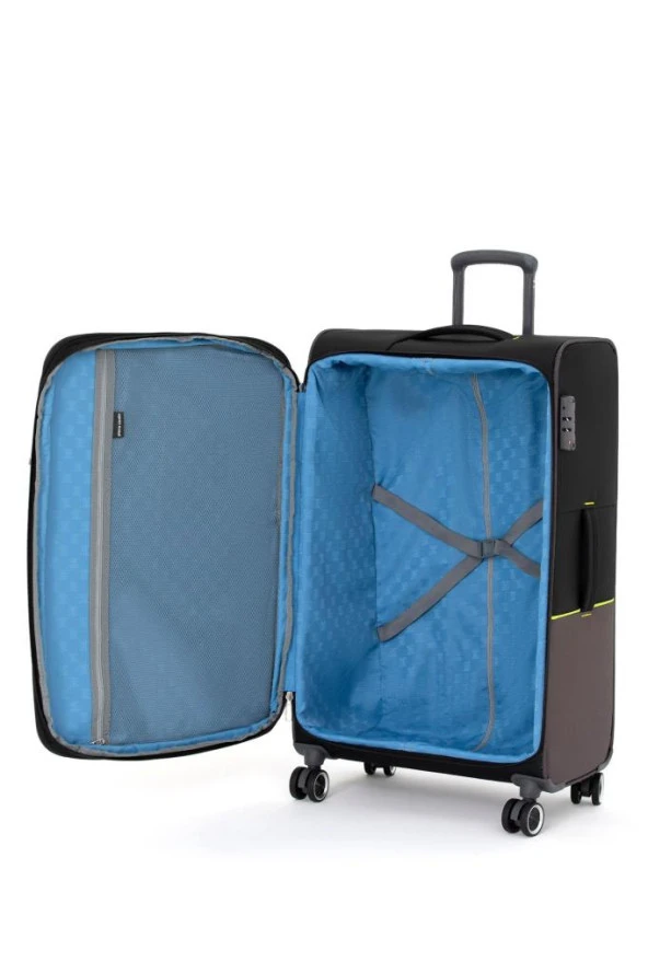 Pierre Cardin Ultra Light Hafif Lüx Kumaş 2'li Valiz Seti Orta Boy - Kabin Boy Siyah PC8200 - Resim 5