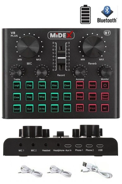 Midex GMX-1 Record Head Set Condenser Mikrofon Kulaklık Ses Kartı Canlı Yayın Paketi (Telefon ve PC) - Resim 3