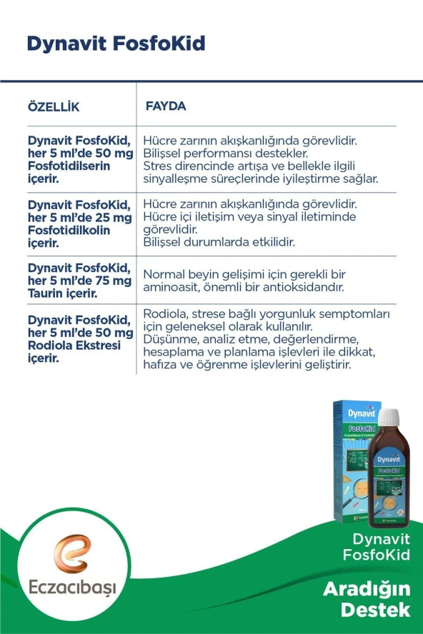 Dynavit Fosfokid Fosfodilserin ve Fosfotodilkolin İçeren 150 ml - Resim 3