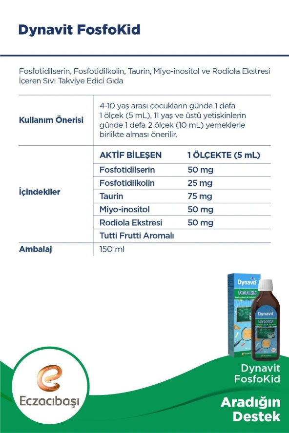 Dynavit Fosfokid Fosfodilserin ve Fosfotodilkolin İçeren 150 ml - Resim 4