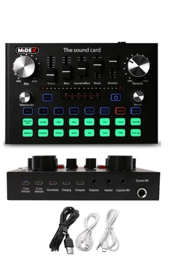 Midex GMX-1 Plus Record Head Set Condenser Mikrofon Kulaklık Ses Kartı Canlı Yayın Paketi (Telefon ve PC) - 2
