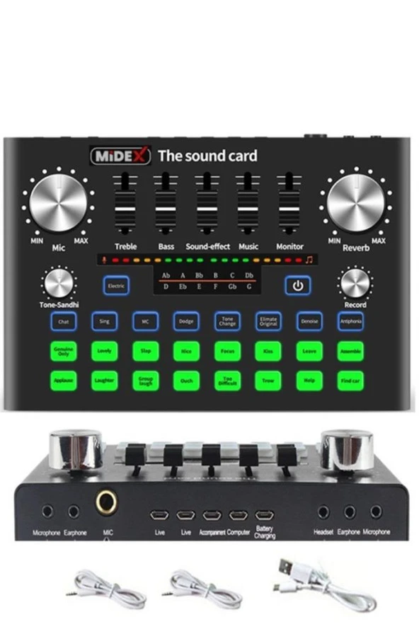 Midex GMX-1 Plus Record Head Set Condenser Mikrofon Kulaklık Ses Kartı Canlı Yayın Paketi (Telefon ve PC) - 4