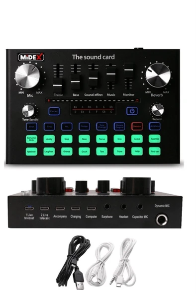 Midex GMX-1 Plus Record Head Set Condenser Mikrofon Kulaklık Ses Kartı Canlı Yayın Paketi (Telefon ve PC) - Resim 2