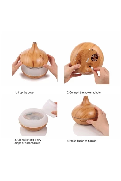 SHOPLİNE Vazo Tipi 550ml Zaman Ayarlı Hava Nemlendirici Aroma Difüzör Kumandalı Hn-109 - 4