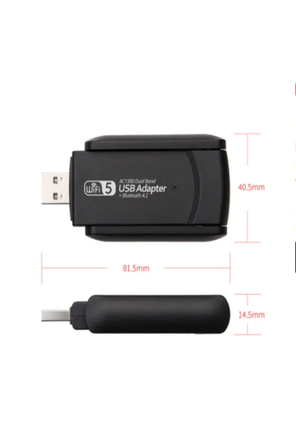 AC1300 Mbps Dual Band USB 3.0 Adaptör Kablosuz Wifi Alıcı - 5