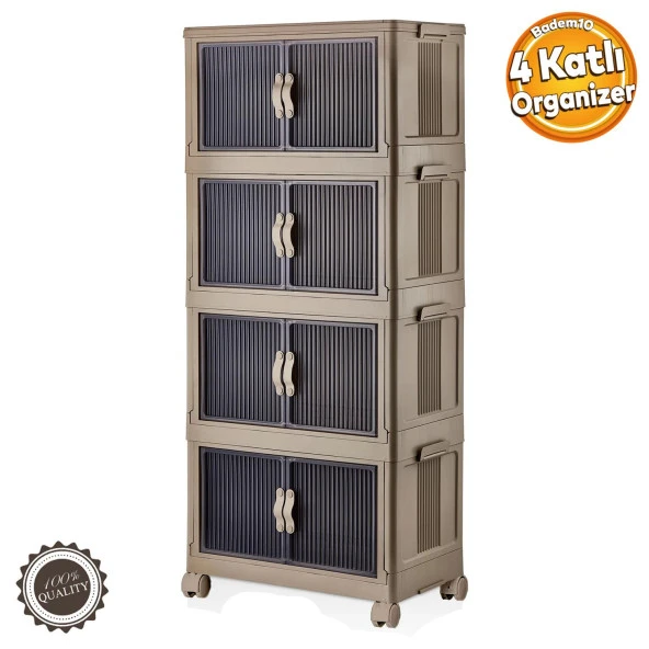 4 Katlı Dolap Saklama Kutusu Sepet Organizer Kapaklı Depolama Düzenleyici Kutu Raf Tekerlekli Toprak