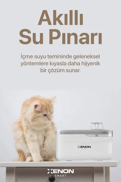 Xenon Smart Akıllı Kedi Köpek Su Pınarı, Pet Su Çeşmesi, Wi-Fi Destekli Kedi Su Sebili - 2