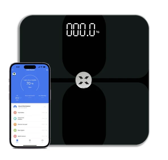 Akıllı Dijital Tartı Baskül Yağ Su Kas Vücut Kitle Endeksi Kilo Ölçer Tartı Bluetooth Bağlantılı