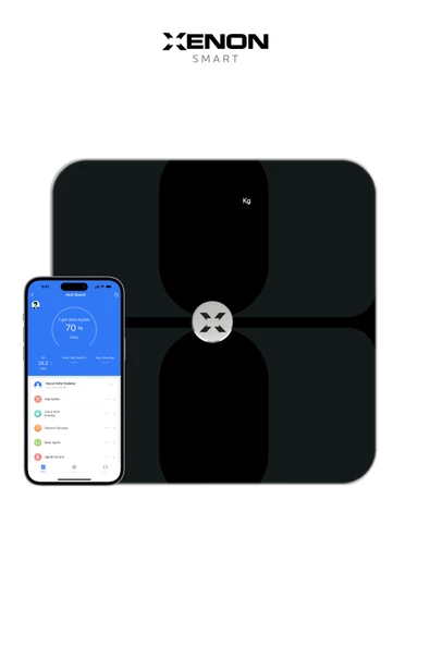 Xenon Smart Akıllı Dijital Baskül, Yağ, Su, Kas, Vücut Kitle Endeksi Ölçer, Banyo Tartısı Bluetooth Bağlantılı