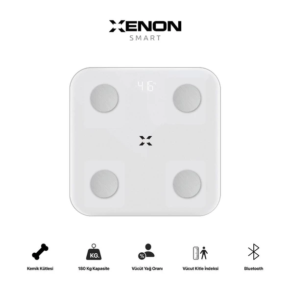 Xenon Smart Akıllı Dijital Tartı Baskül Yağ Su Kas Vücut Kitle Endeksi Kilo Ölçer Tartı Bluetooth Bağlantılı