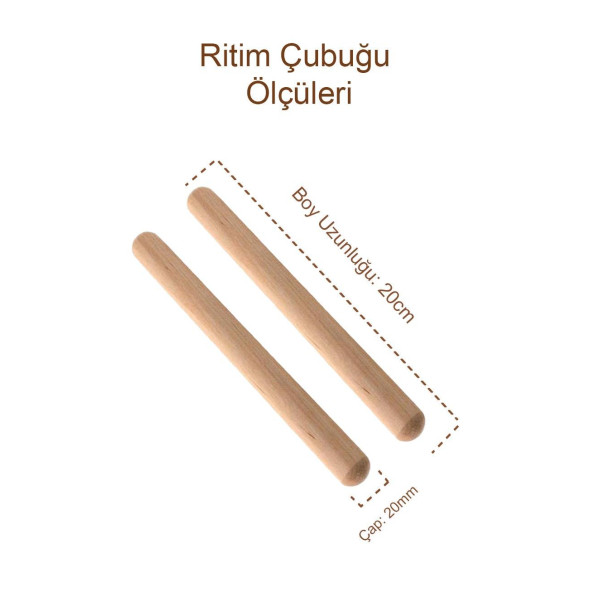 Midex Orf-BT-55 Örf Aletleri Ahşap Akça Ağaç Ritim Çubuğu 2 Adet (Çift) - 2
