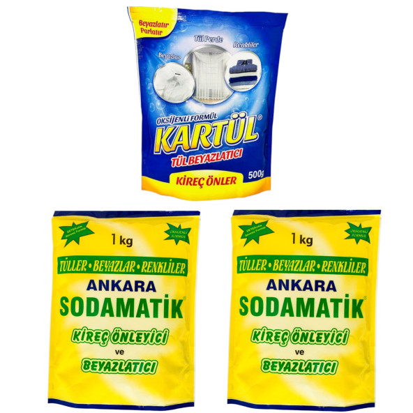 ANKARA SODAMATİK (1 Kg X 2 Adet)  & KARTÜL TÜL BEYAZLATICI (500 Gr X 1 Adet)