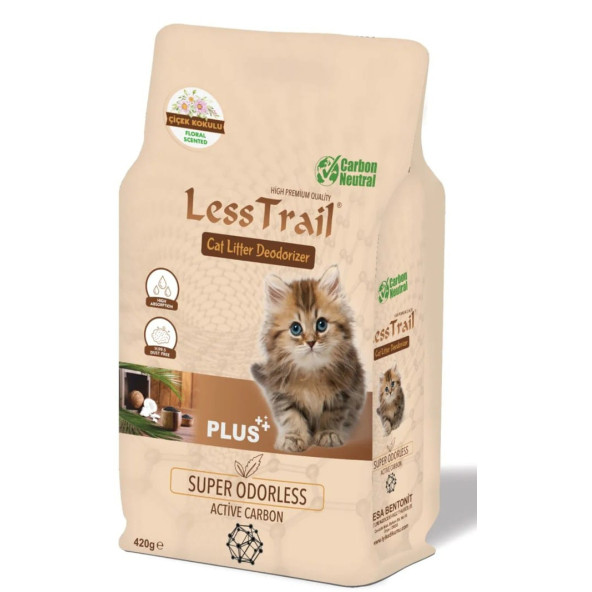 Less TrailLESS TRAİL KEDİ KUMU KOKU GİDERİCİ ACTİVE KARBON 420Gr +ÇİÇEK KOKULU