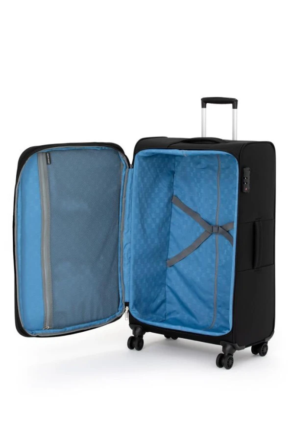 Pierre Cardin Ultra Light Hafif Lüx Kumaş 2'li Valiz Seti Büyük Boy - Orta Boy Siyah PC4200 - Resim 5