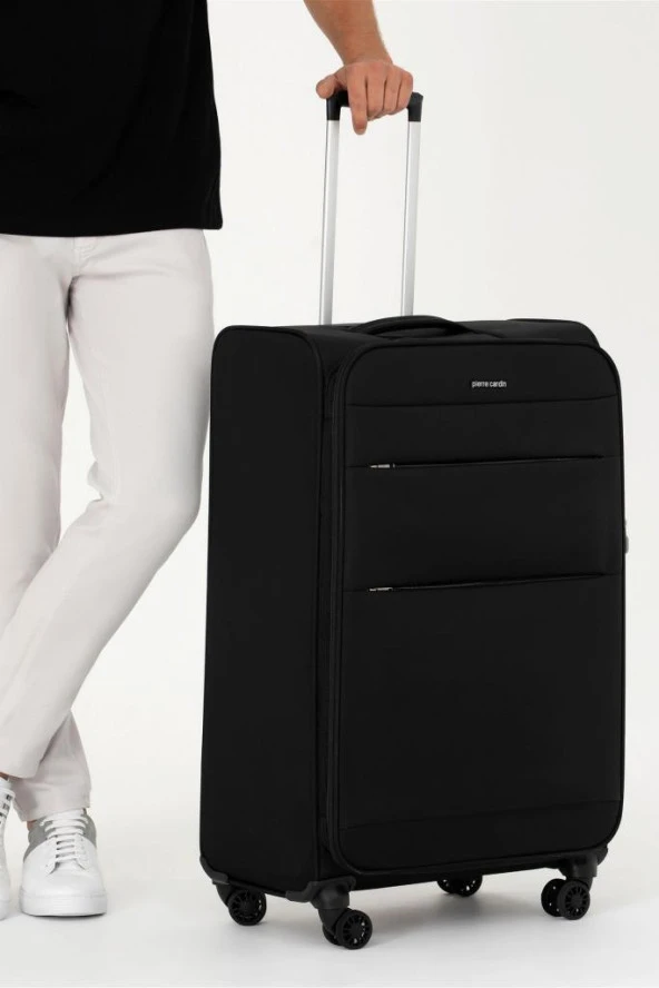 Pierre Cardin Ultra Light Hafif Lüx Kumaş 2'li Valiz Seti Büyük Boy - Orta Boy Siyah PC4200 - Resim 6