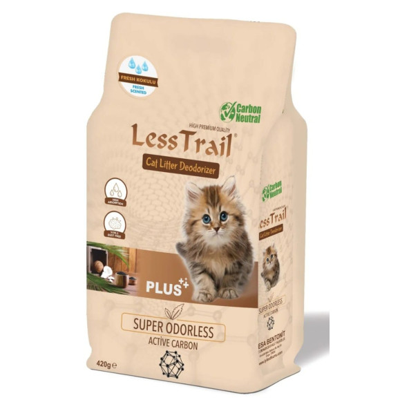 Less TrailLESS TRAİL KEDİ KUMU KOKU GİDERİCİ ACTİVE KARBON 420Gr +FRESH KOKULU