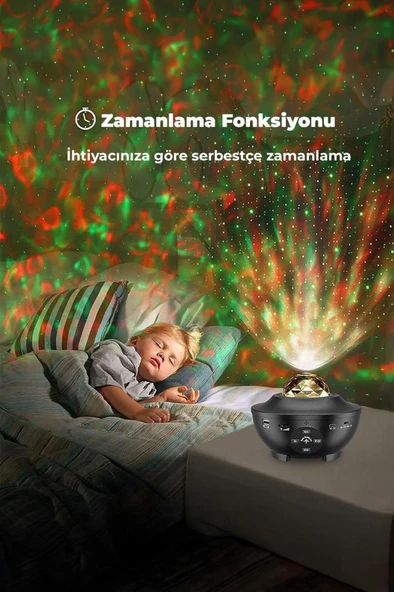 Quenlite OC-12 Bluetooth'lu LED Gökyüzü Işıkları Bulutsu Okyanus Dalgası Projektörü Eğlence Disko Parti - Resim 3