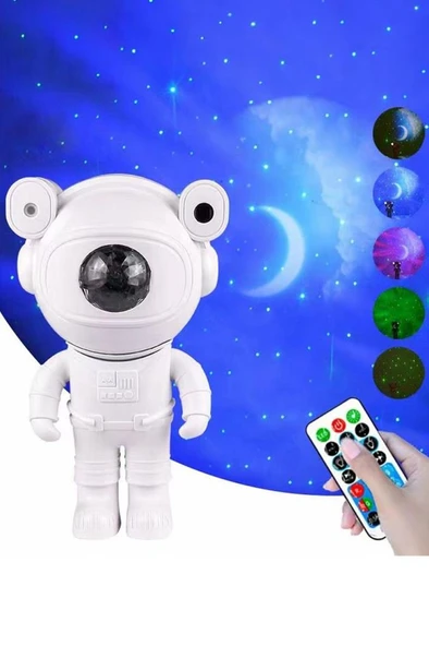 Quenlite OC-08 Ay Yıldız Projektör Astronot Işıklı Galaksi Efektli Eğlence Işık Gece Lambası Disko Parti - Resim 2