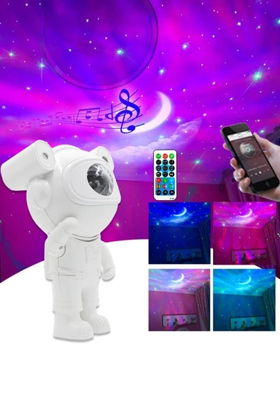 Quenlite OC-08 Ay Yıldız Projektör Astronot Işıklı Galaksi Efektli Eğlence Işık Gece Lambası Disko Parti ürün görseli 1