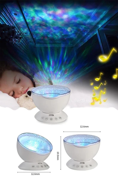 Quenlite OC-10 Okyanus Efektli Gece Lambası Sahne ve EV Işığı Eğlence Disko Parti Ev Muhteşem Işık - Resim 2