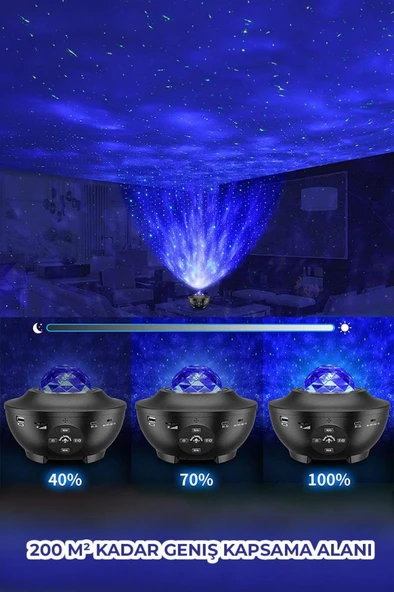 Quenlite OC-12 Bluetooth'lu LED Gökyüzü Işıkları Bulutsu Okyanus Dalgası Projektörü Eğlence Disko Parti - Resim 5