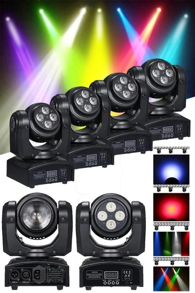 Quenlite Wash-207 DMX 512 Moving Head Hareketli Robot Sahne Işık Sistemi 70W RGBW - Resim 5