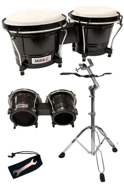 Midex BG-220ST Standlı Siyah Bongo Siam Meşesi Doğal Deri - Resim 3