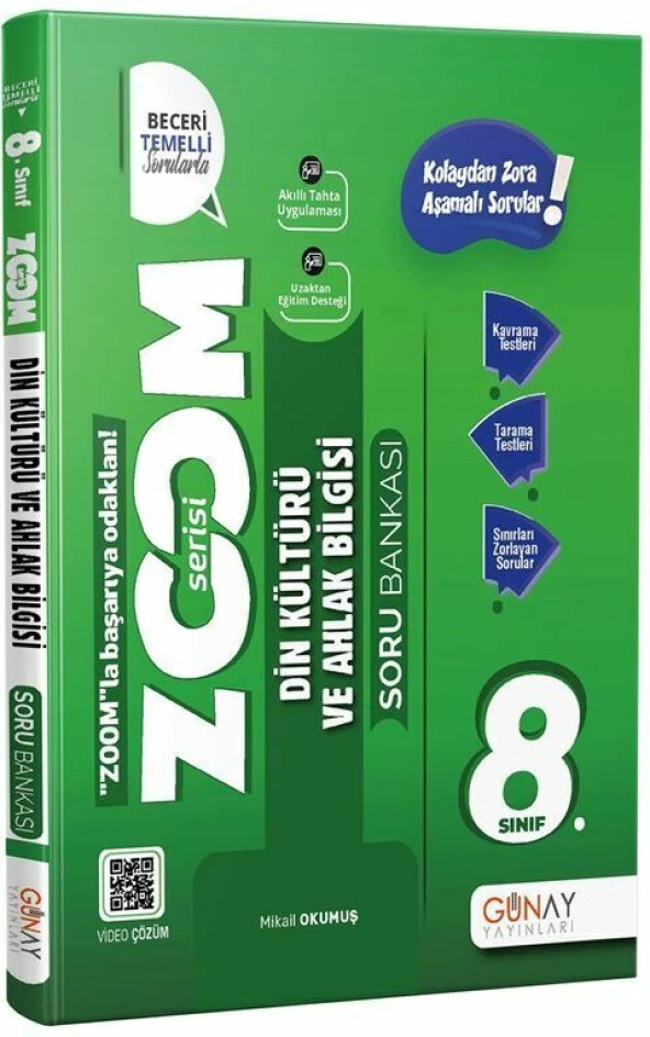 Günay Yayınları 8. Sınıf Din Kültürü ve Ahlak Bilgisi Yeni Zoom Soru Bankası ürün görseli 1