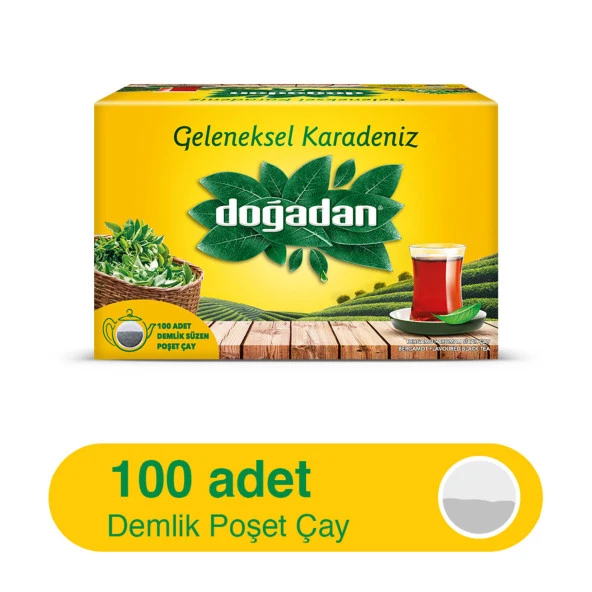 Doğadan Geleneksel Karadeniz Demlik Çay 100 Adet 6 Paket