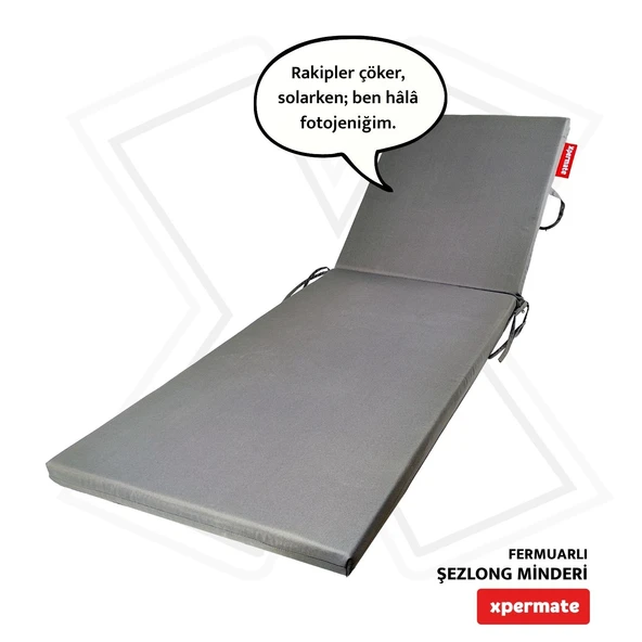 Fermuarlı Şezlong Minderi Katlanır Su Geçirmez Kumaş Katlanabilir Plaj Minderi 60x180x5 Antrasit ürün görseli