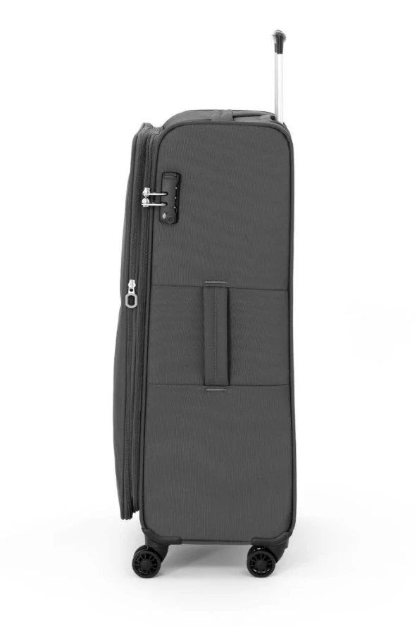 Pierre Cardin Ultra Light Hafif Lüx Kumaş Büyük ve Kabin 2'li Valiz Seti Ultra Light Hafif Kumaş Valiz Antrasit PC4200 - Resim 4