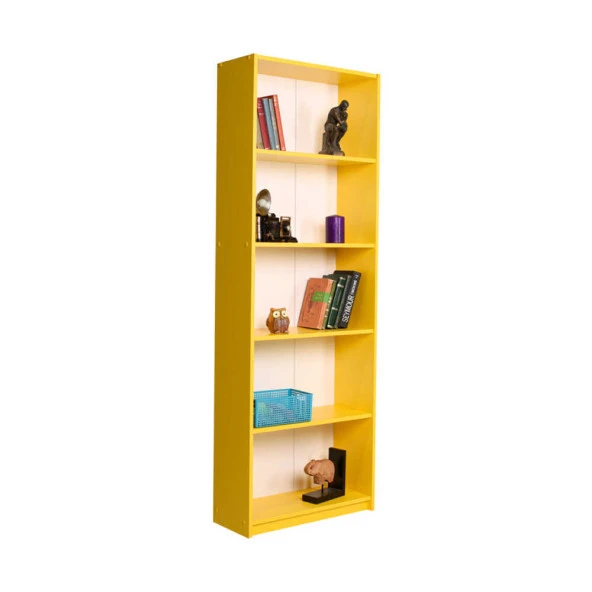 Adore Mobilya  Max 5 Raflı Kitaplık - Sarı 58x170x23 cm (GxYxD)
