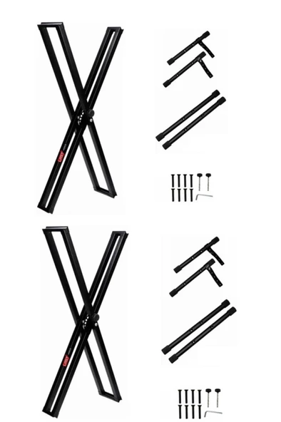 Lastvoice Ks-04DX 2Lİ SET Çift Profilli 7 Kademeli Üst Segmen Org Sehpası Standı Ayağı (Sabitleme Kayışlı) - Resim 3