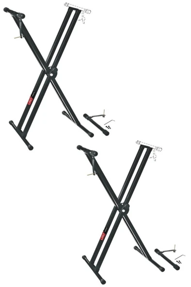 Lastvoice Ks-04DX 2Lİ SET Çift Profilli 7 Kademeli Üst Segmen Org Sehpası Standı Ayağı (Sabitleme Kayışlı) - Resim 2