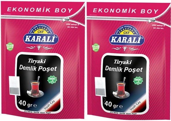 Karali Tiryaki Jumbo Demlik Poşet Siyah Çay 25*40 gr 2 Paket